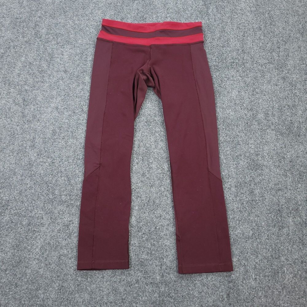 Lululemon Pants Womens Size 4 Maroon Give Me Qi Crop Leggings Athleisure Run Gym